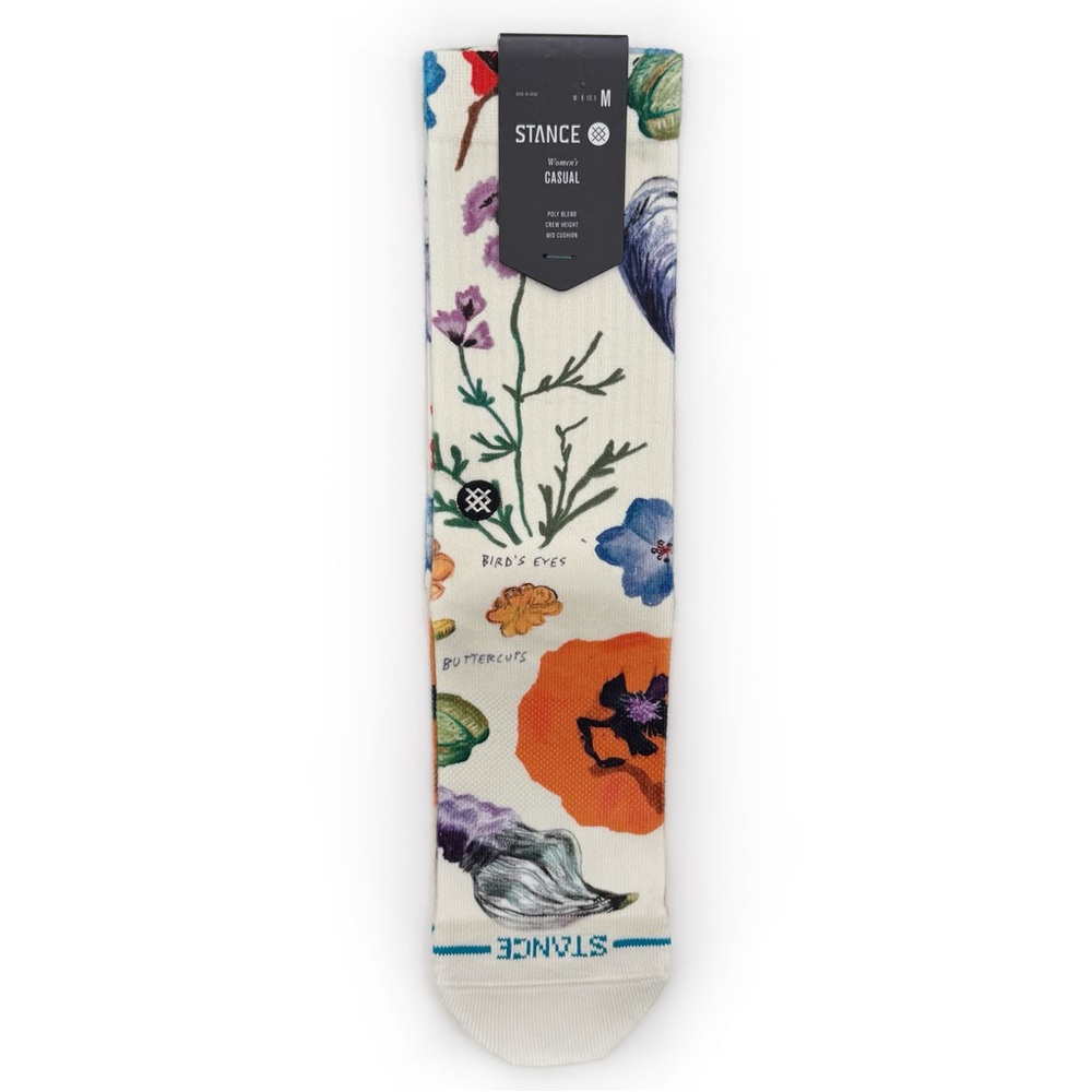Stance California Native Crew Socks Womens Medium Floral Flowers Cute Girly Gift - Picture 1 of 8